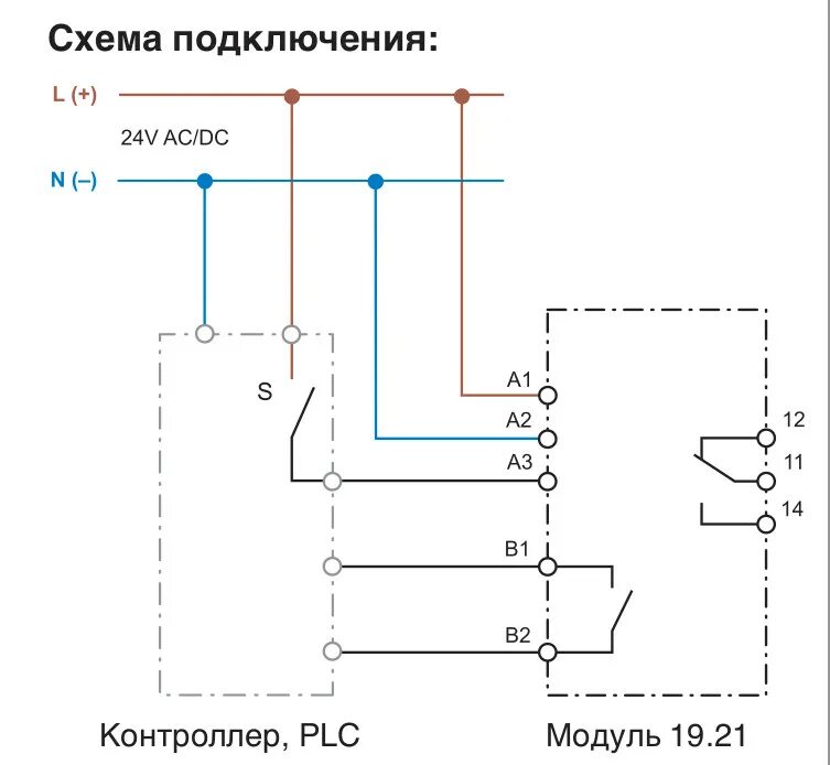 H схема подключения FINDER - Модуль управления Авто-Вкл-Выкл - 1CO 10A