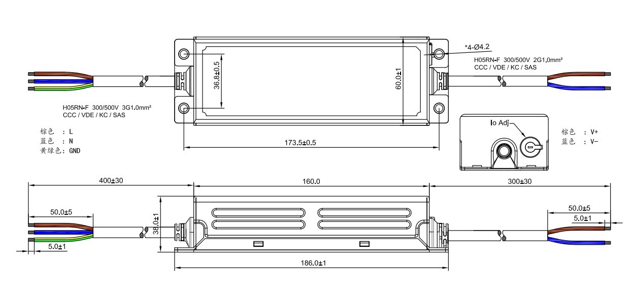H схема подключения DL-200H-V56S-MBG - LED Драйверы Done