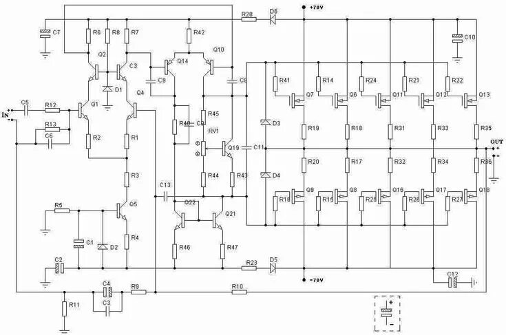 H схема усилитель 500w Audio Amplifier Circuit Diagram - Circuit Diagram Images Audio amplifier, C
