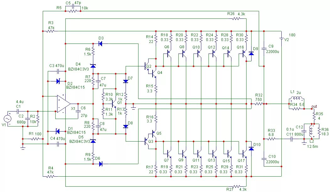H схема усилитель УМЗЧ без общего провода