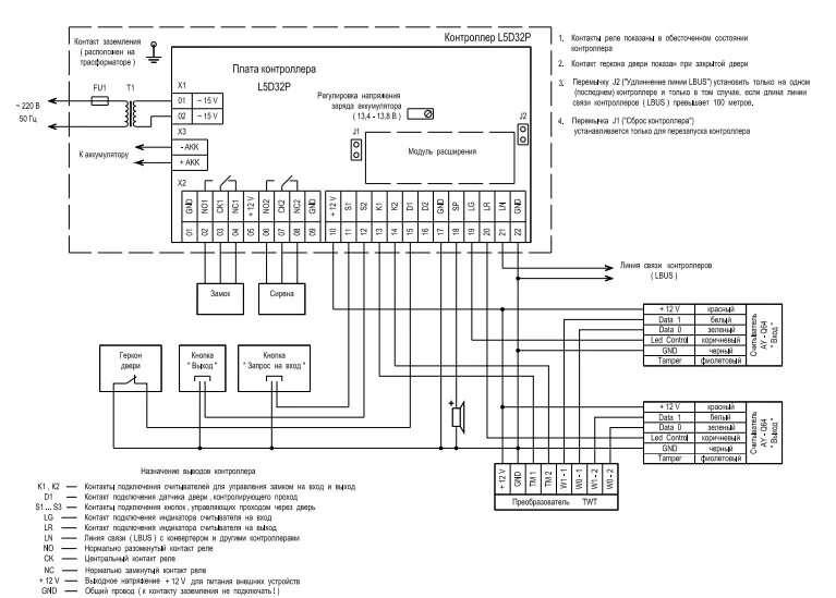 H221117 skud 2 схема подключения Контроллер Управления СКУД Шлагбаумом (Турникетом) L5D32P Octagram
