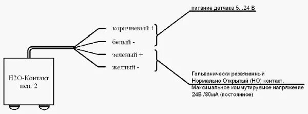 H2o контакт исп 2 схема подключения H2OКонтакт: H2O-Контакт исп.2 (чёрный) Датчик протечки воды