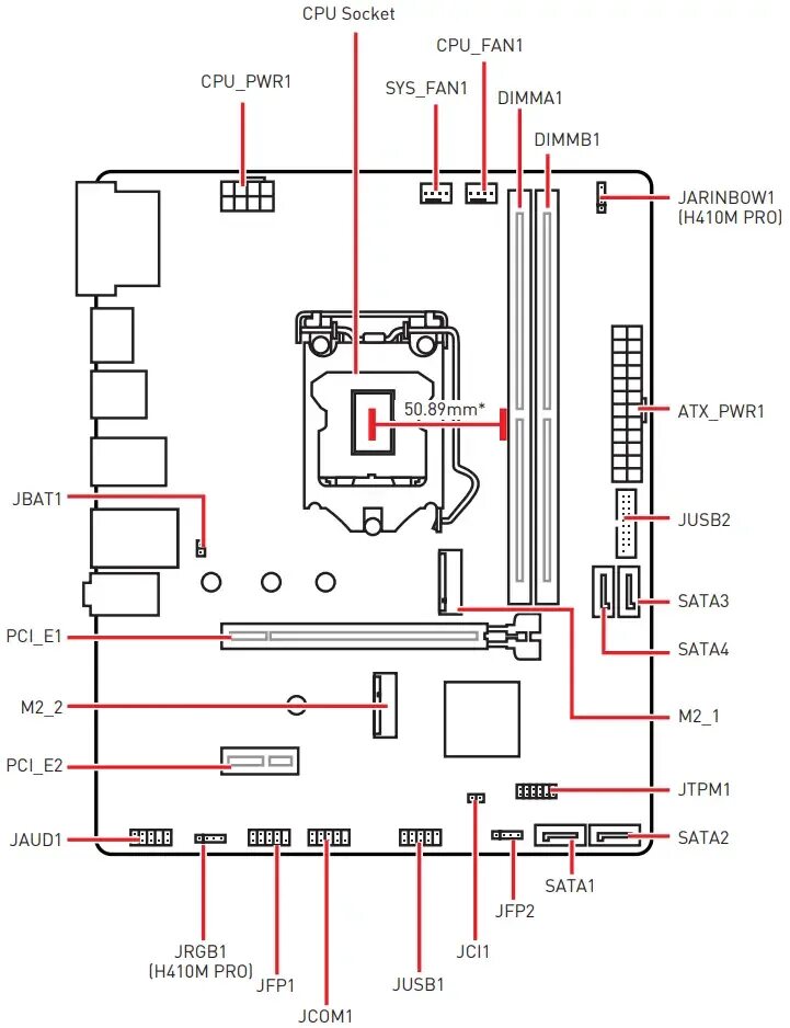 H410m подключение панели Подключение питания к плате msi