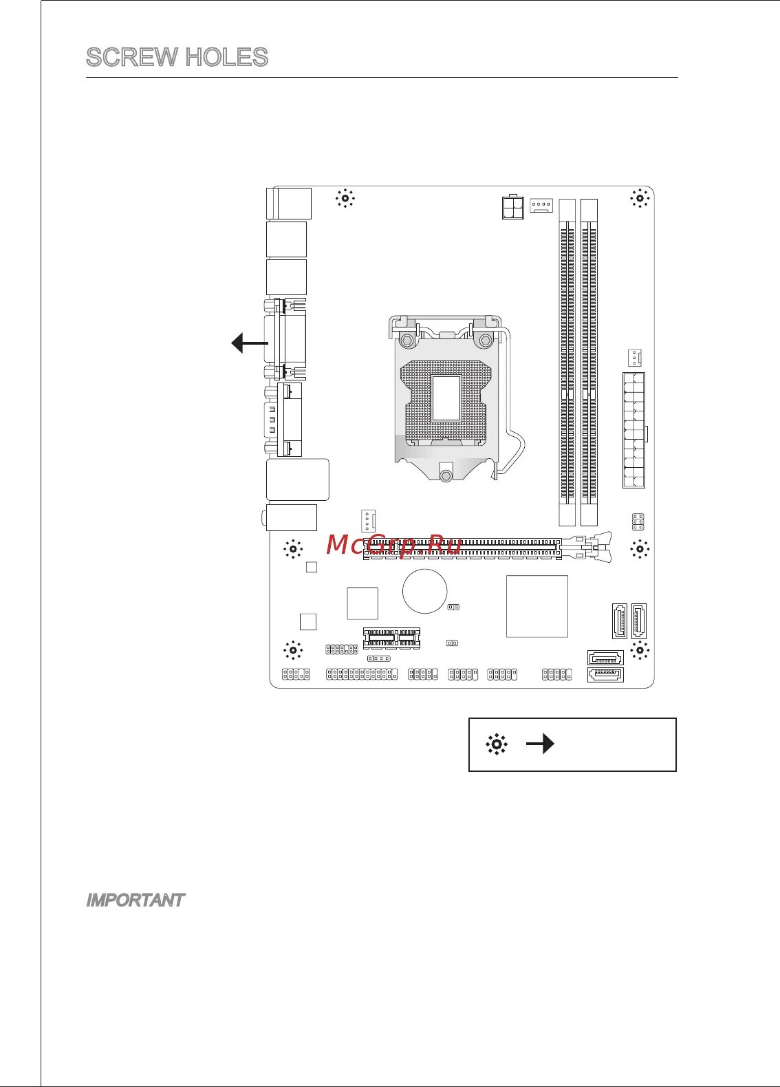 H61m p20 g3 подключение передней панели MSI H61M-P20-W8 14/159 Screw holes