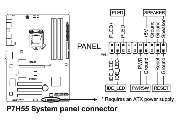 H61m p20 подключение передней панели Ответы Mail.ru: Как правильно расставить распиновку материнской платы asus P7H55