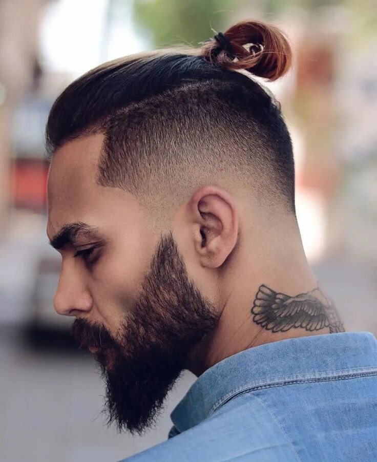 Haircut прическа мужская 11 Awesome Man Bun Hairstyles With a Fade for 2024 Man bun hairstyles, Man bun h