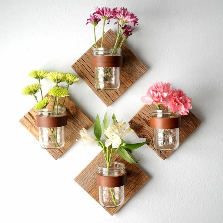Handmade декор для дома DIAMOND Rustic Mason Jar Sconce Made From Weathered and Reclaimed Wood Fence Pic