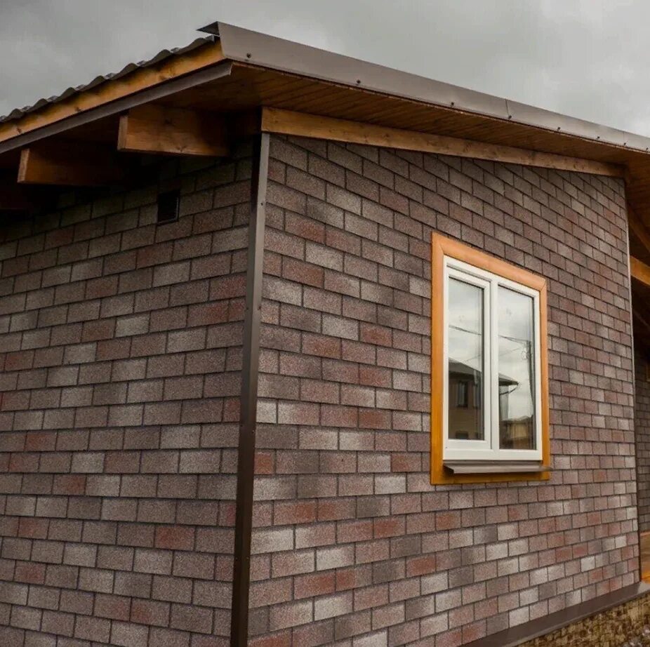 Hauberk песчаный кирпич фото домов HAUBERK фасадная плитка Мраморный кирпич 2м2 (20шт) - купить в интернет-магазине