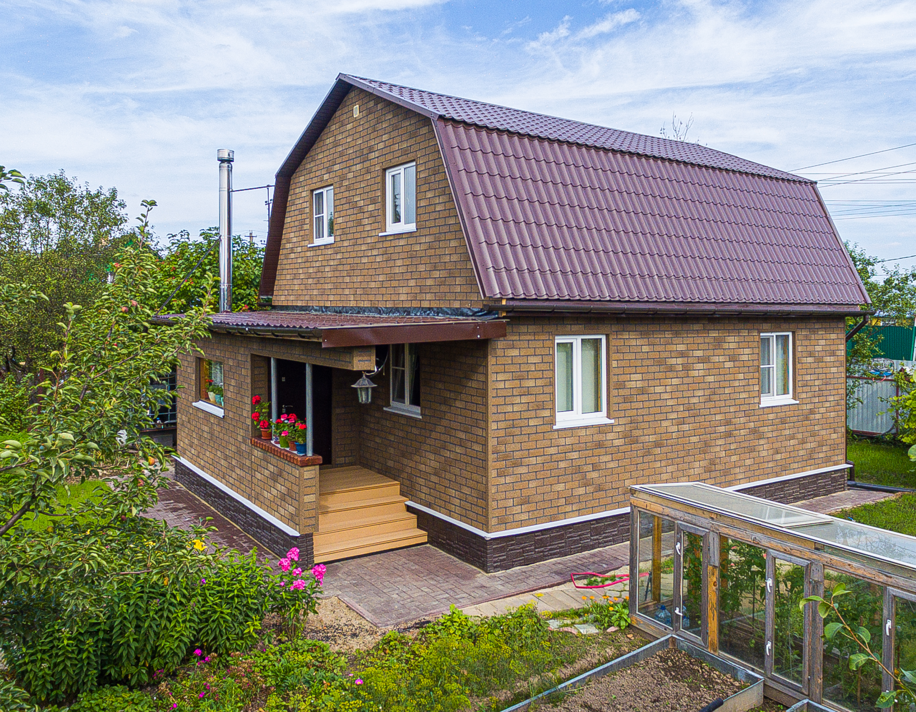 Hauberk песчаный кирпич фото домов Панель фасадная гибкая Hauberk 1000х250 мм кирпич песчаный 2 кв. м - купить в ин