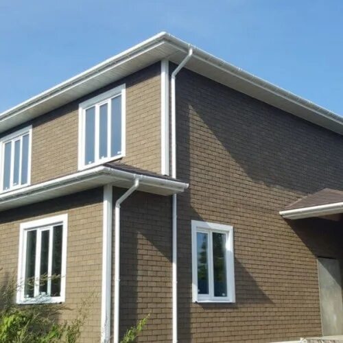 Hauberk песчаный кирпич фото домов Фасадная плитка Hauberk Песчаный кирпич 1000х250х3мм 2м2/уп