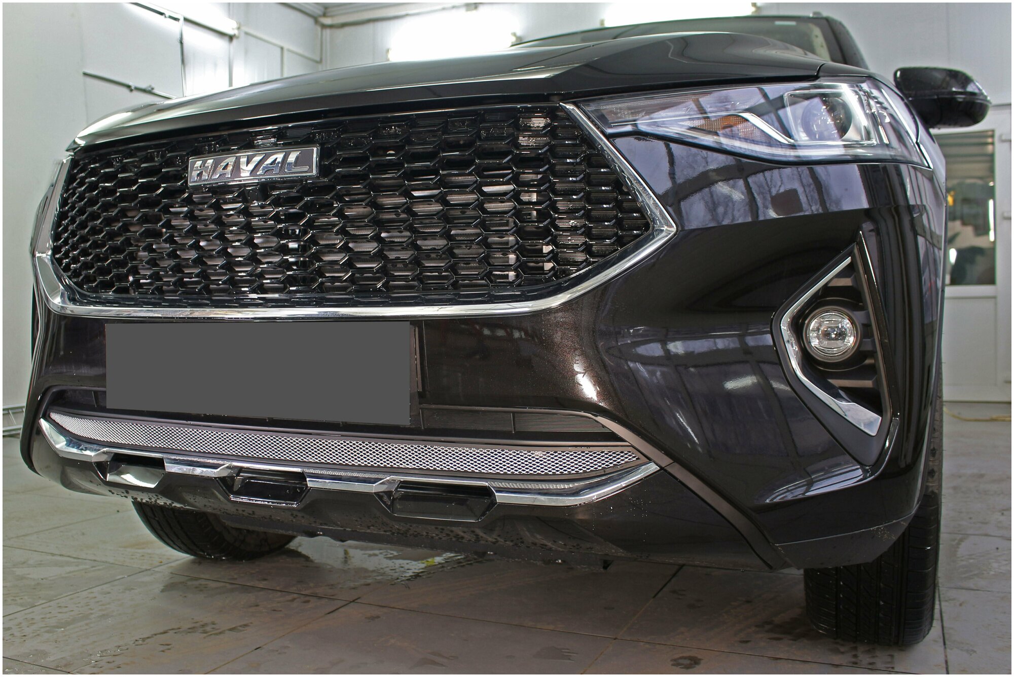 Haval h9 2024 решетка радиатора тюнинг Защитная сетка радиатора низ хром Haval F7 (2019-2022) / Haval F7x (2019-2022) /
