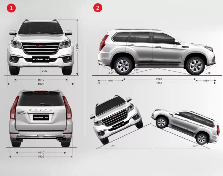 Haval h9 габариты комплектации фото Haval H9 Купить у Дилера Независимость ELITE (2295)