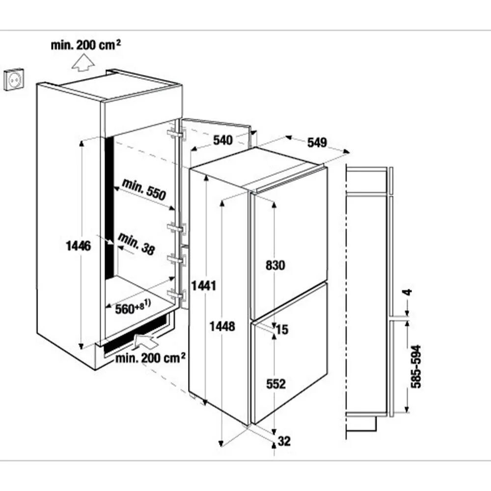 Hbw5518eru схема установки Встраиваемый холодильник 144х54 см Kuppersbusch Comfort+ IKE 2590-2-2 T в Москве