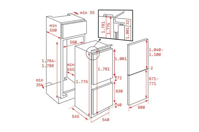 Hbw5518eru схема установки Холодильник-морозильник Teka RBF 73340 FI 113560014 54х177.5х54.5 см - купить по