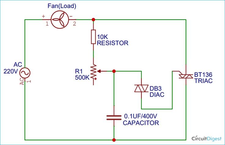 Ptc 300 220 fan схема подключения Simple Fan Regulator Circuit to Control the Speed of AC Fan Ac fan, Circuit, Ele