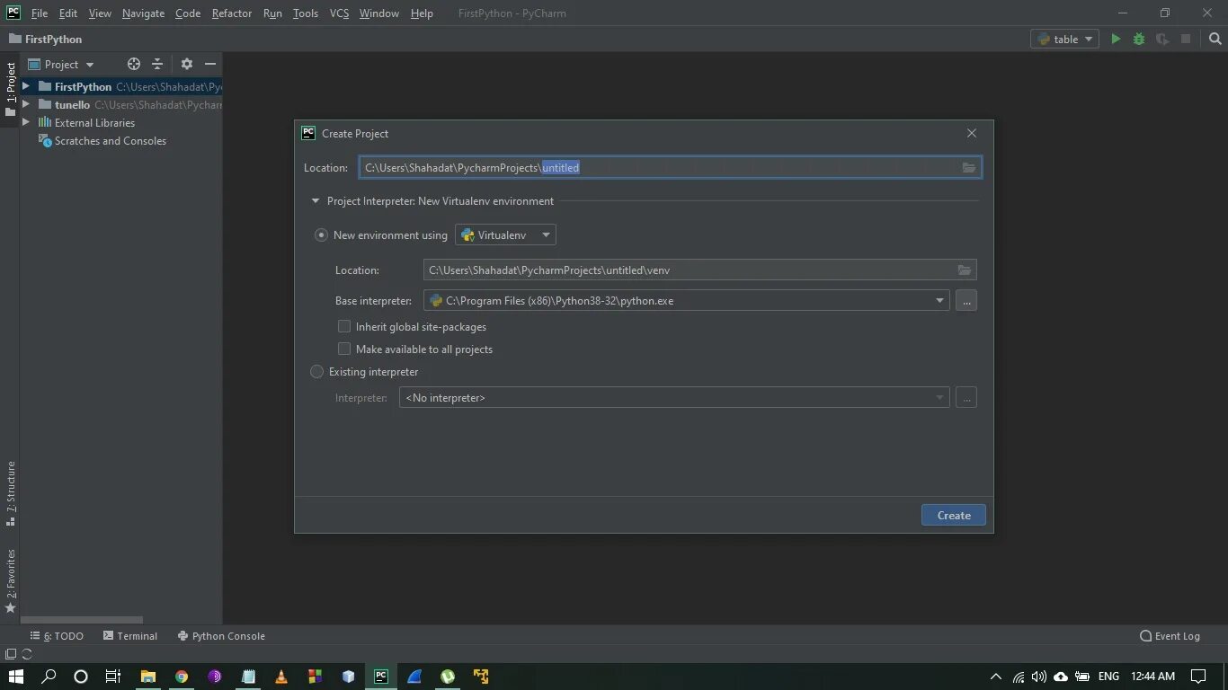 Pycharm подключение к виртуальной машине django - project type is not showing in python when i try to create a new projec