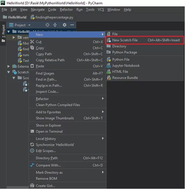 Pycharm подключение к виртуальной машине python - Open a new scratch file in PyCharm? - Stack Overflow