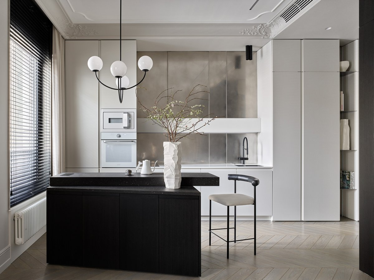 Quadro дизайн студия YinjiSpace - Quadro Room x Tsvet 32 Kitchen interior, Kitchen room design, Moder