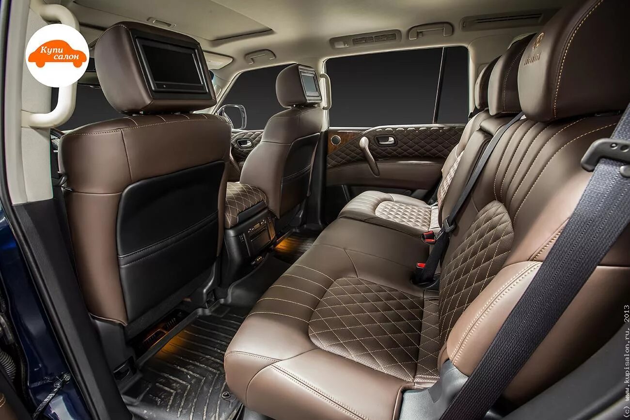 Qx80 фото салона Перетяжка салона автомобиля кожей Infiniti QX80