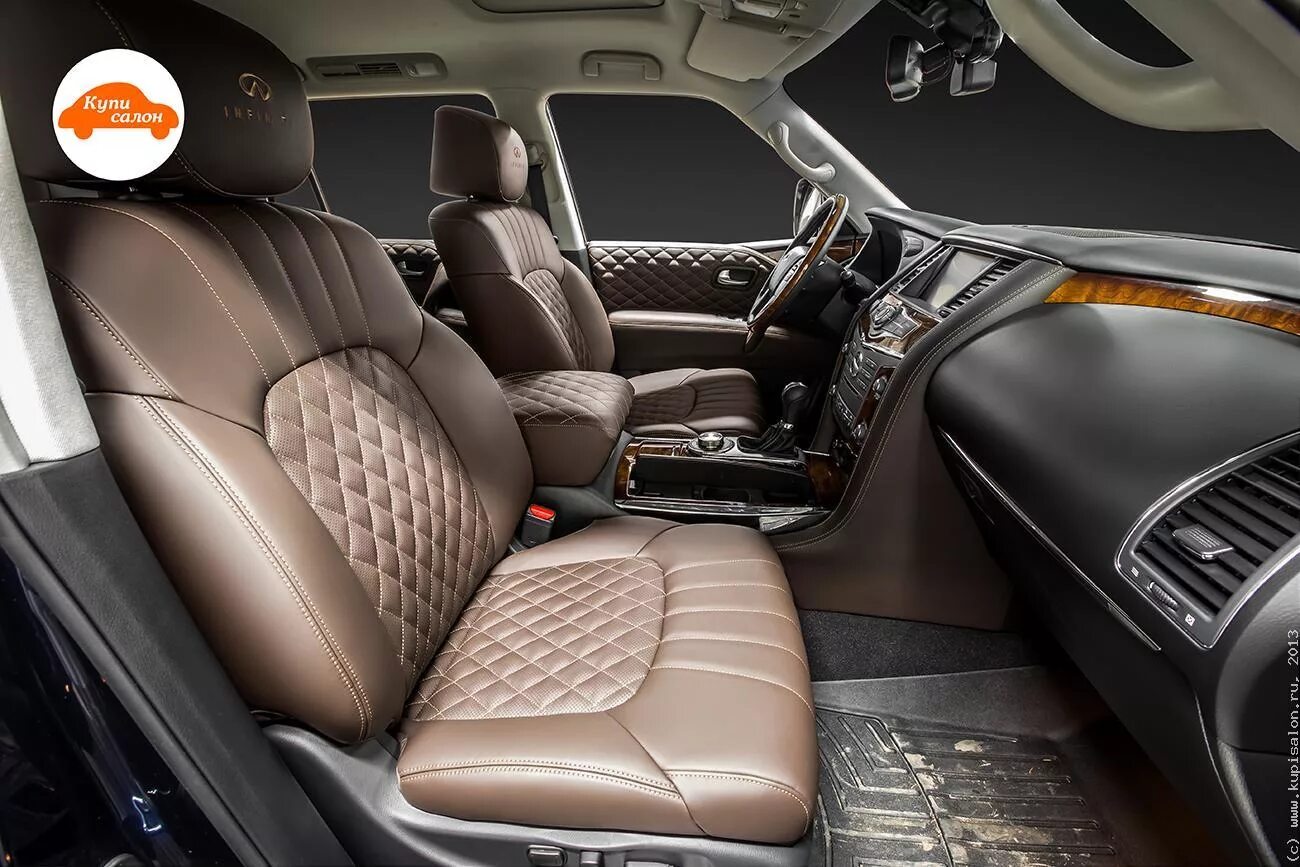 Qx80 фото салона Перетяжка салона автомобиля кожей Infiniti QX80