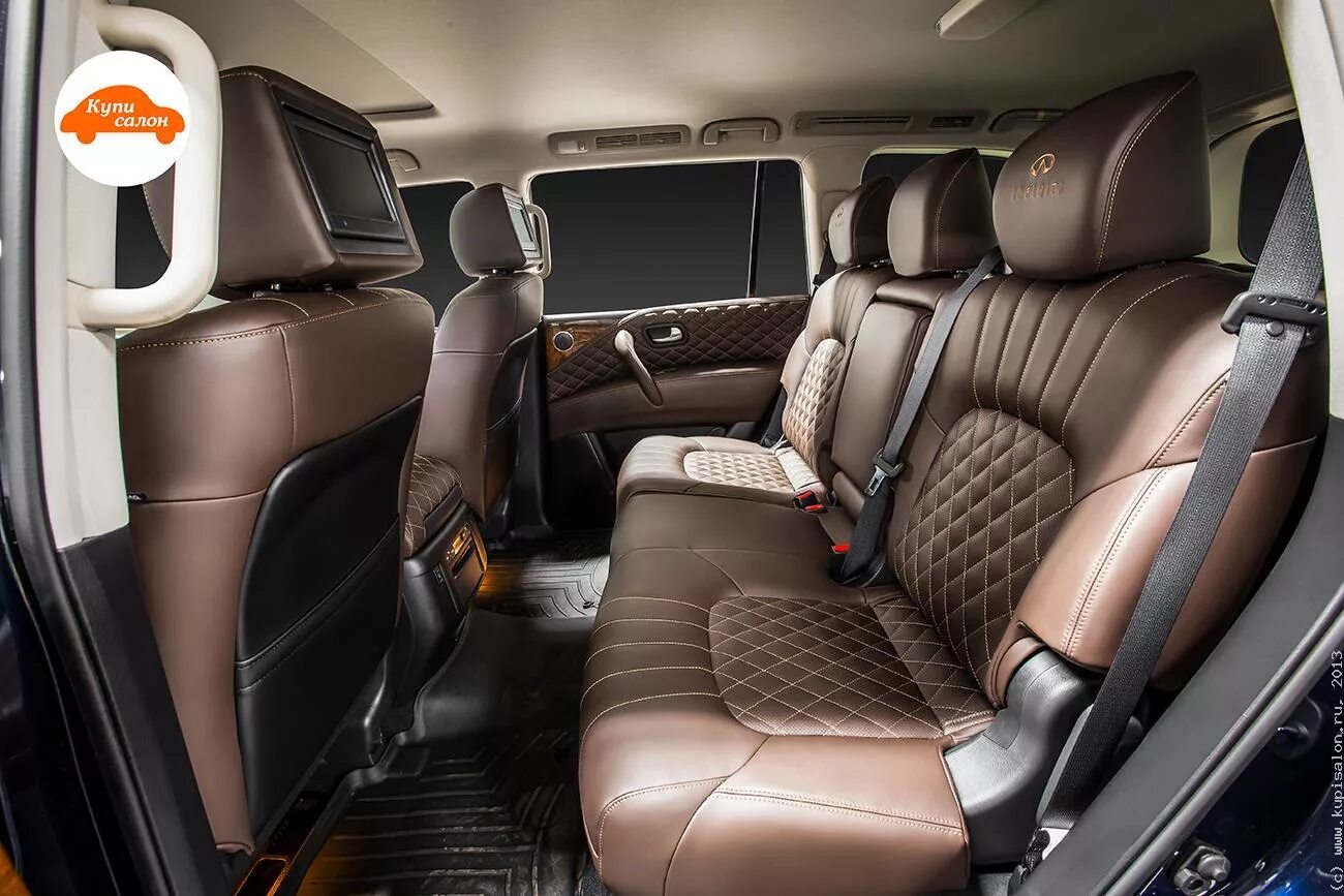 Qx80 фото салона Перетяжка салона автомобиля кожей Infiniti QX80