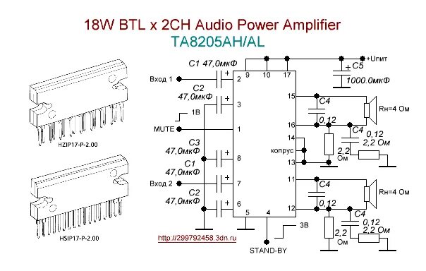 Ra80h1415m1 схема усилителя Стерео усилитель 2*18Вт на TA8205AH/AL - rcl-radio.ru