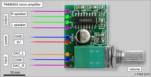 Ram8403 усилитель схема подключения Amplifier chip 5v Dc 3w Mini Audio Amp Board Pam8403 TechMaze
