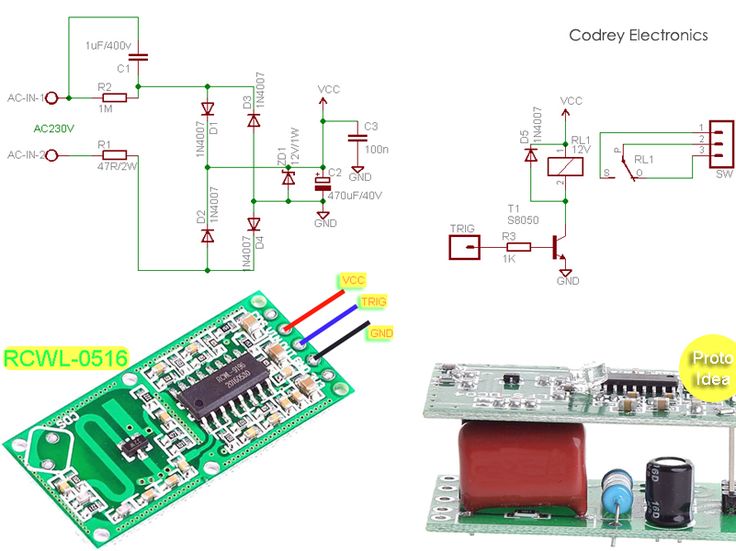 Rcwl 0516 микроволновый радар датчик схема подключения Microwave Radar Motion Sensor Switch - Codrey Electronics Electronic circuit pro