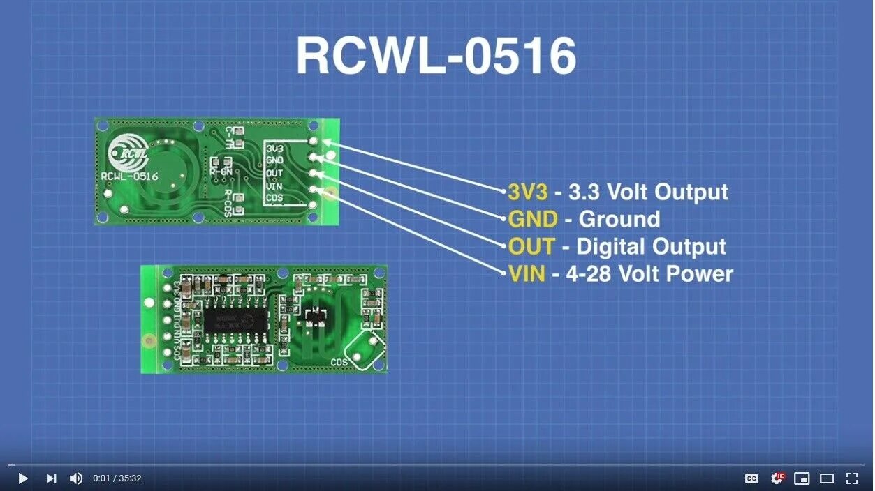 Rcwl 0516 микроволновый радар датчик схема подключения УДИВИТЕЛЬНЫЙ RCWL-0516 микроволновый радар датчик. Arduino Pi ESP32 ESP8266 eBay