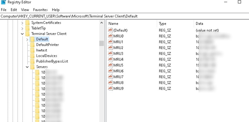 Rdp удалить историю подключений Очистка истории RDP подключений в Windows