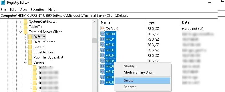 Rdp удалить историю подключений Просмотр и очистка истории RDP подключений в Windows Windows для системных админ