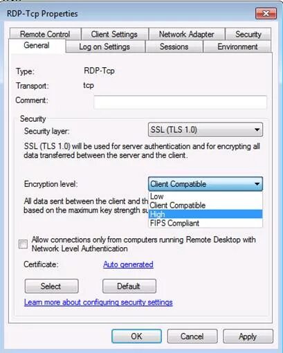 Rdp защита удаленного подключения Безопасность службы Remote Desktop Services в Windows Server 2008 R2 Windows для