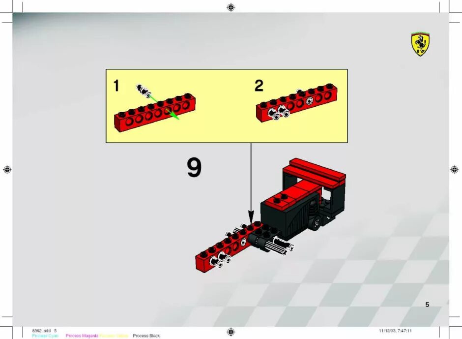Red инструкции по сборке Lego 8362 Гоночный автомобиль Феррари F1 в масштабе 1:24: описание, детали. Инст