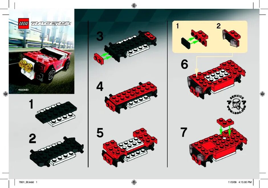 Red инструкции по сборке Lego 7801 Гоночная машина: описание, детали. Инструкция по сборке