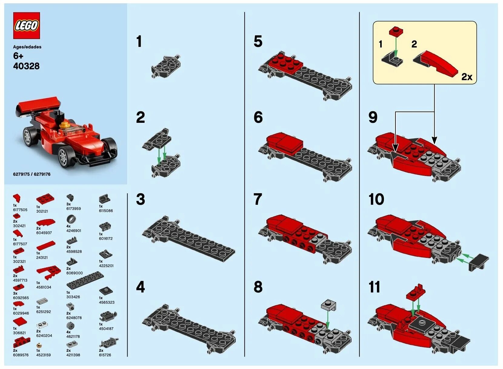 Red инструкции по сборке Конструктор LEGO Monthly Mini Model Build 40328 Красная гоночная машина - купить