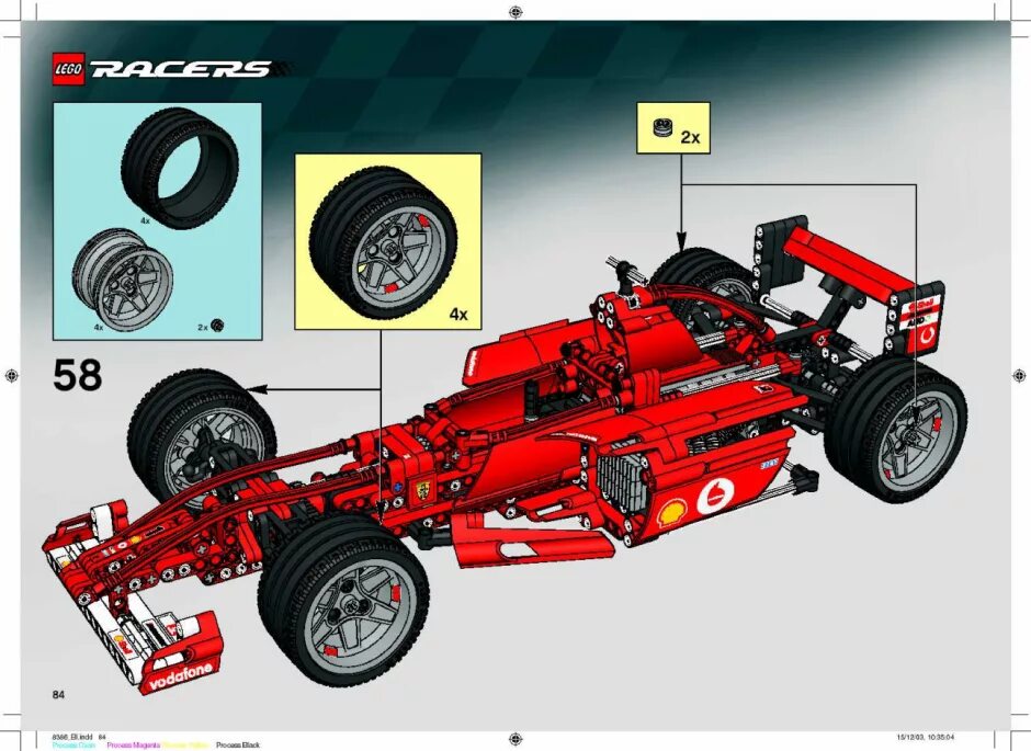 Red инструкции по сборке Инстуркция Гоночный автомобиль Феррари F1 в масштабе 1:10 шаг 84