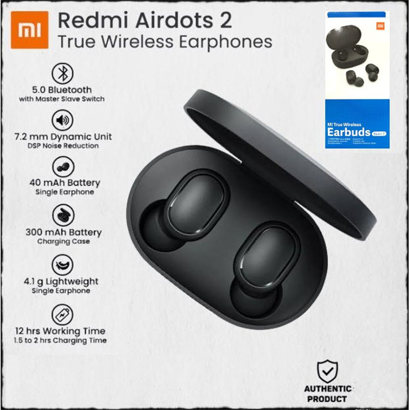 Redmi airdots 2 подключение Color Black Lightweight Earphones Redmi Airdots TWS 5.0 Bluetooth Wirless Earbud