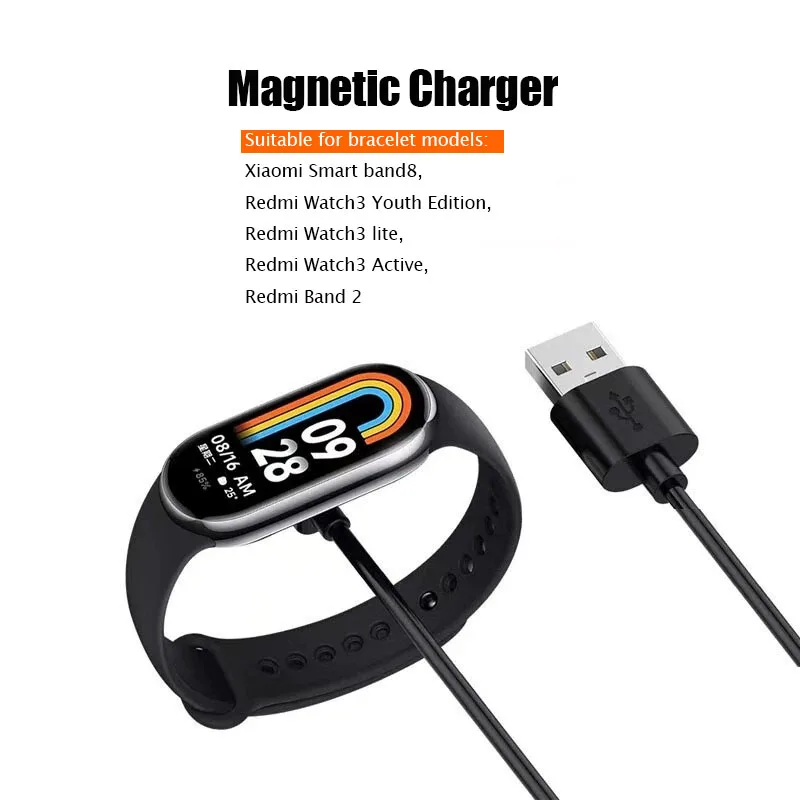 Redmi band 2 подключение Магнитный зарядный USB-кабель для браслета Xiaomi Mi Band 8 Redmi Band 2, 1 м Ма