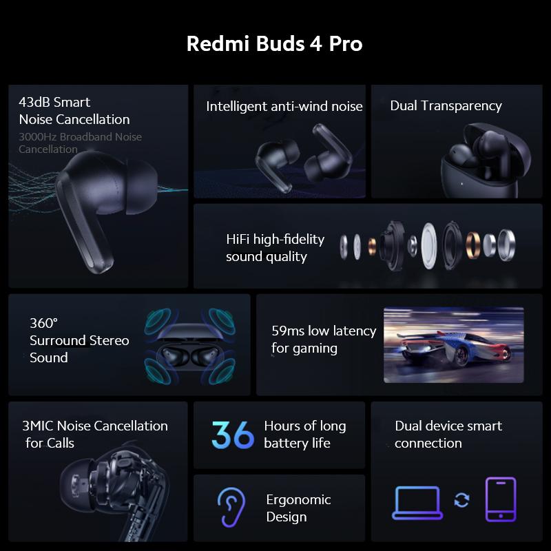 Redmi buds 4 подключение к компьютеру Купить Xiaomi Redmi Buds 4 Pro TWS наушники Bluetooth 5,3 с активным шумоподавле