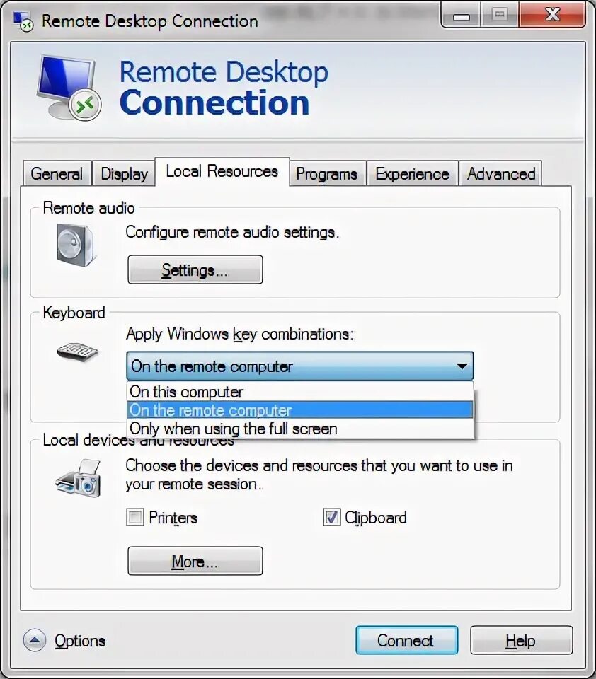 Remote удаленное подключение windows - Remote Desktop Connection: ALT key is blocked? - Super User