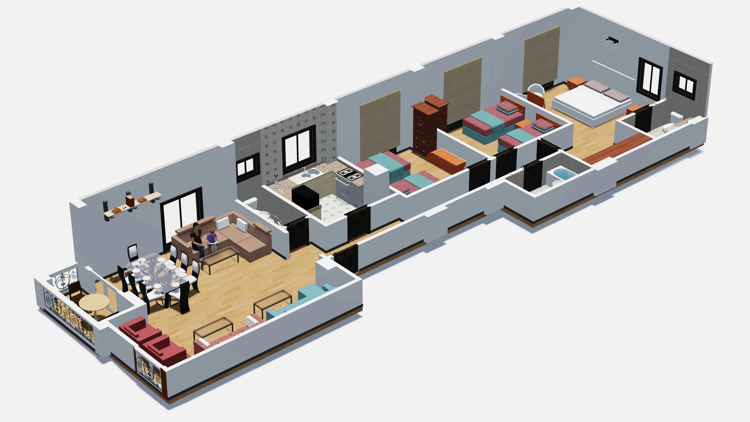 Revit дизайн интерьера модель интерьера квартиры ревит 3D Модель $30 - .rvt - Free3D