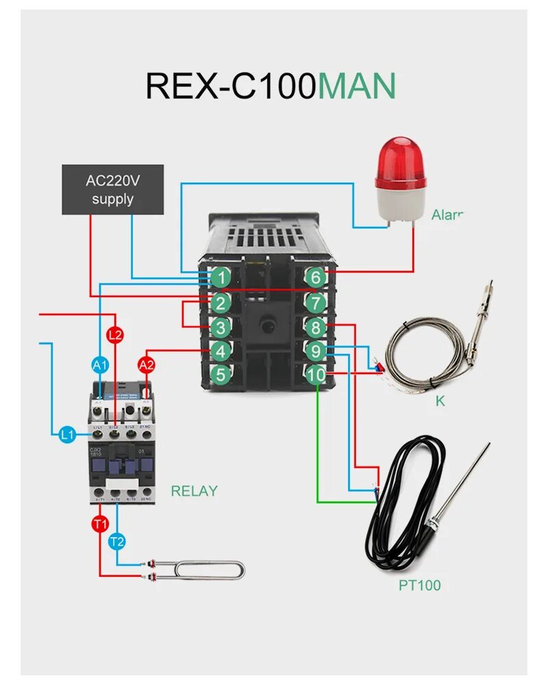 Rex c100 подключение твердотельного реле Флюоресцентный регулятор температуры, цифровой дисплей, термостат, релейный выхо