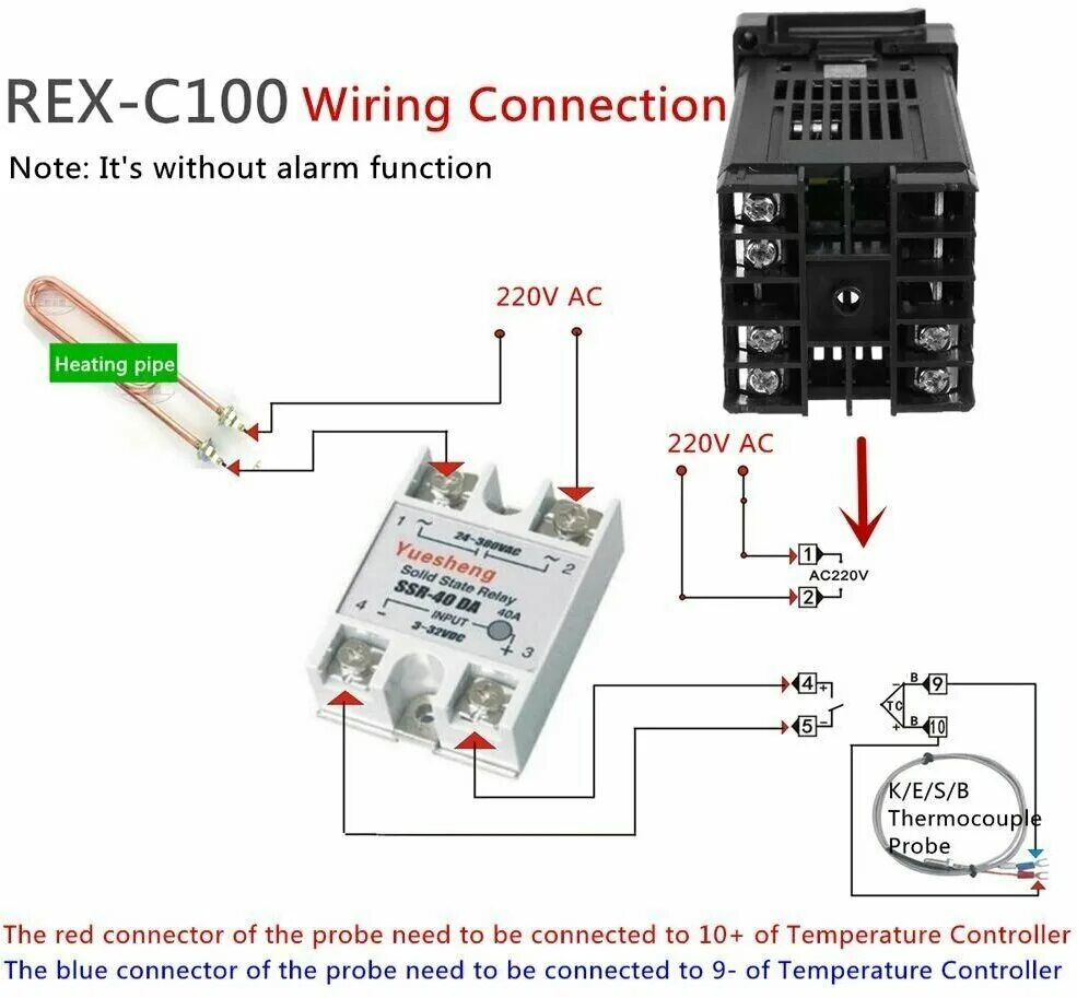 Rex c100 схема подключения с твердотельным реле REX-C100 цифровой PID-терморегулятор , комплект (термореле, термопара, SSR-40DA,