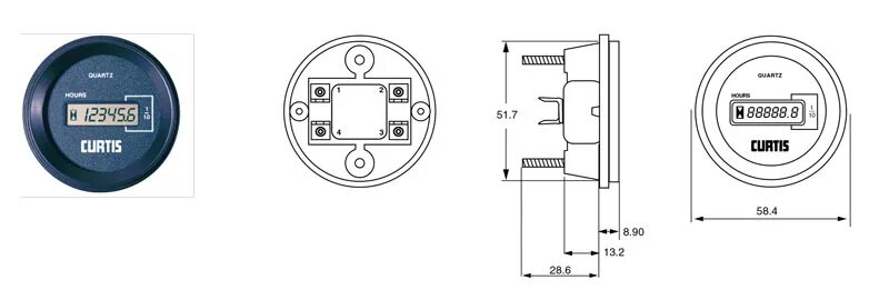 Rezonans счетчик моточасов схема подключения Curtis Instruments 701 - Hour Meter Round 12 to 48v With Reset - Bylong Industri