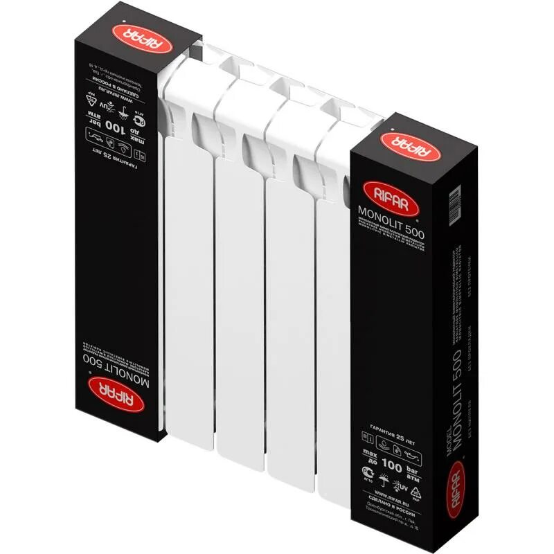 Rifar monolit 500 6 нижнее подключение Радиатор секционный Rifar Monolit 500/100 6 секций боковое подключение биметалл 