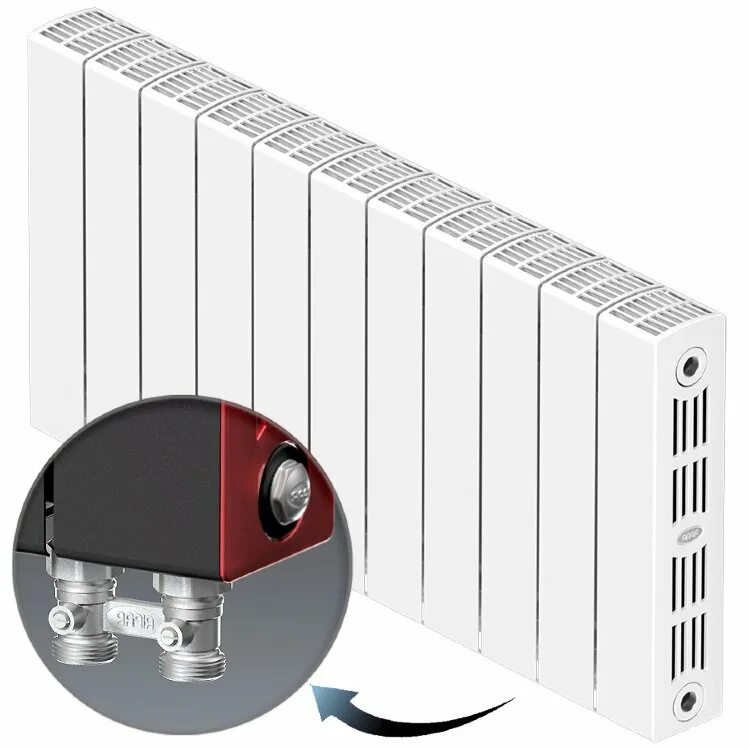Rifar supremo 800 нижнее подключение Радиатор биметаллический монолитный Rifar Supremo Ventil 500 11 секций, нижнее п