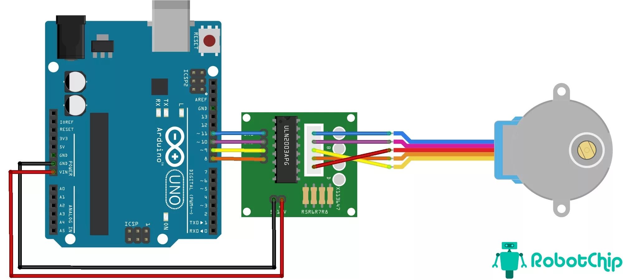 Robot kit точка ру подключение шагового двигателя Обзор шагового двигателя 28BYJ-48 с драйвером ULN2003 - RobotChip