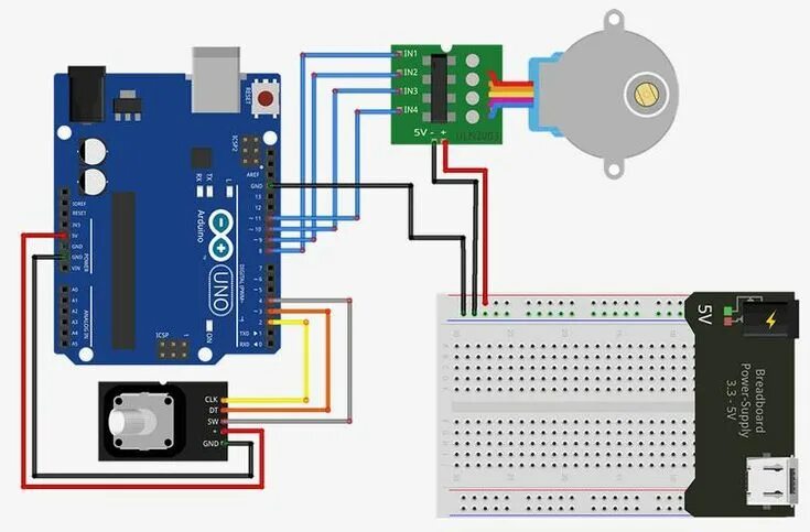 Robot kit точка ру подключение шагового двигателя Управление шаговым двигателем с помощью датчика вращения Ардуино, Схемотехника, 