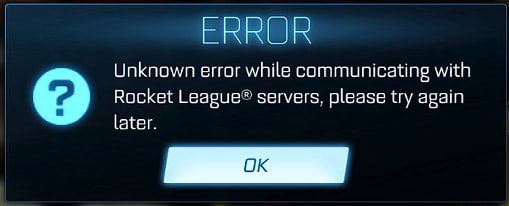 Rocket league ошибка подключения к серверам ERROR Unknown error while communicating with Rocket League* servers, please try 