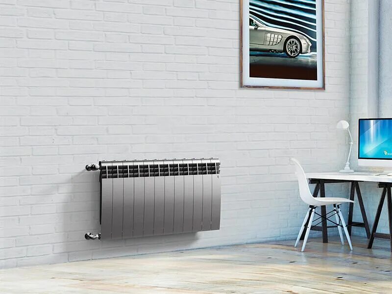 Royal biliner 500 нижнее подключение Радиатор биметаллический Royal Thermo BiLiner 500 12 секций, silver satin, НС-11